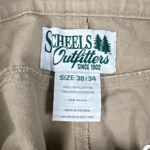 Distressed Scheels Outfitters Canvas Double-Knee Work Pants Size 38x34 - Picture 3 of 8